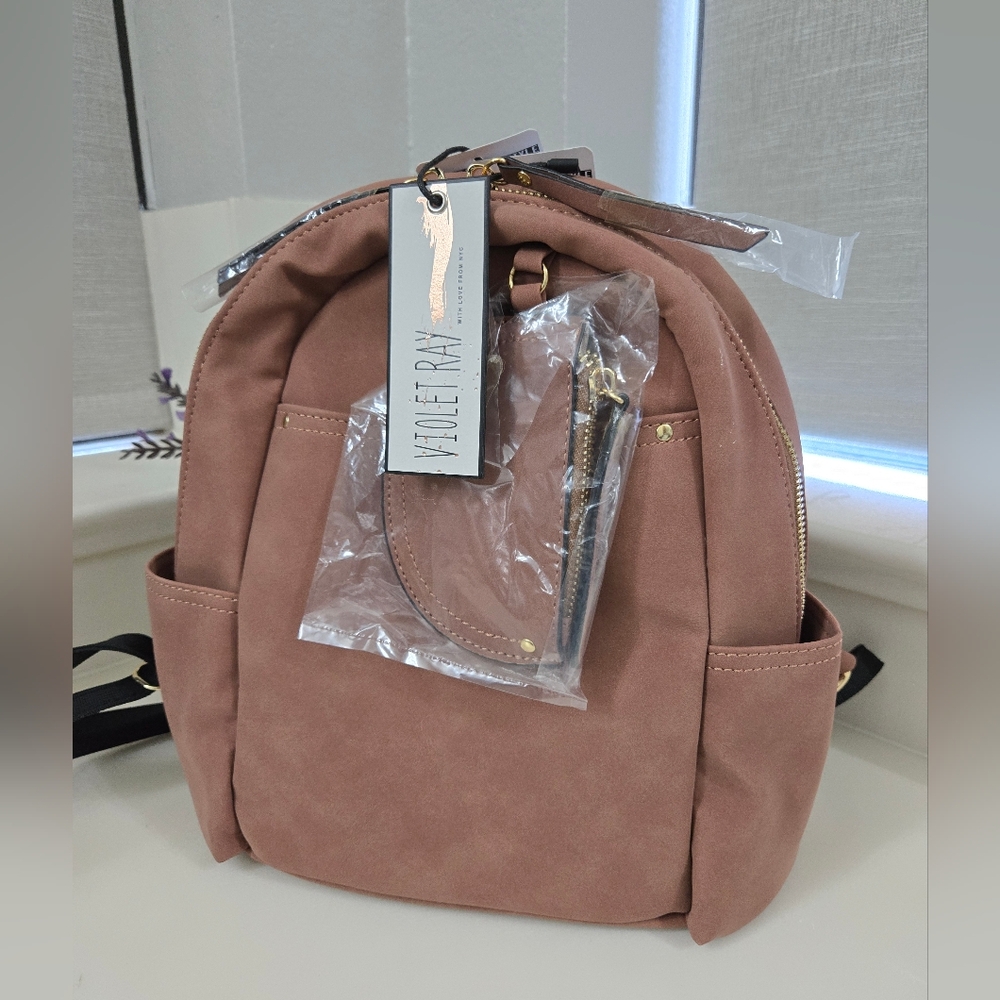 Violet Ray Blush Pink Suede Sling/Backpack